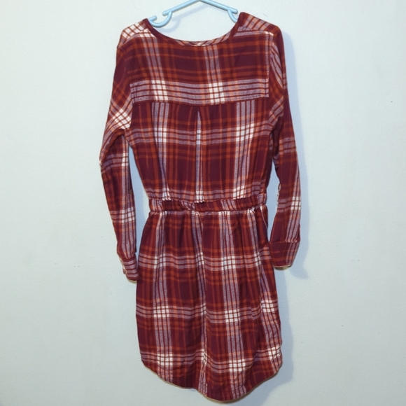 True Craft Red Plaid Flannel Dress Long Sleeve Drawstring Waist Girls Size M - Picture 5 of 5